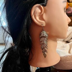 Vintage pierced dangling earrings, rhinestones, jewelry